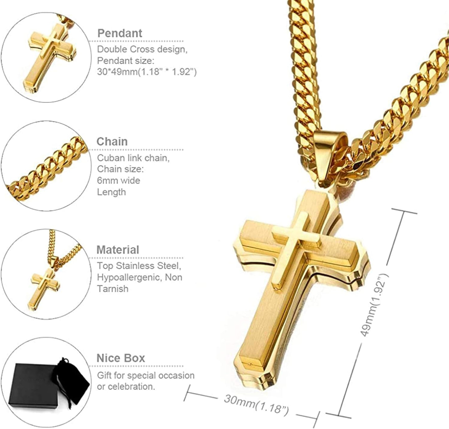 Chain Necklace for Men Women, 18K Gold Plated/Sliver Plated, 20 Inch – 30 Inch, Come with a Box