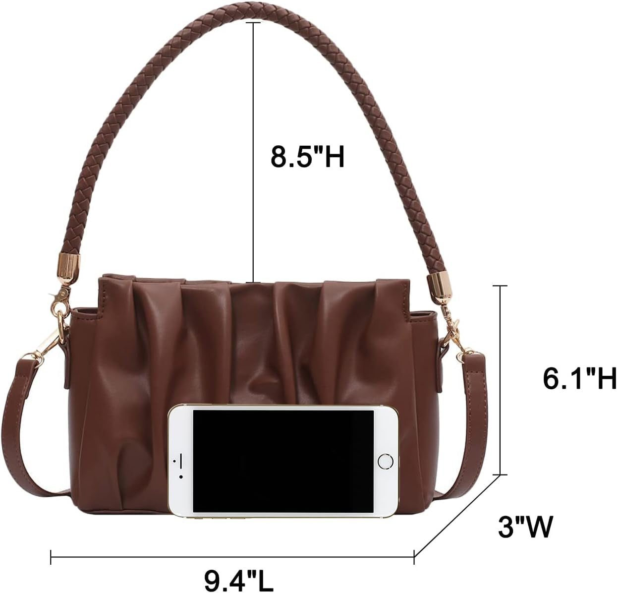 Shoulder Bag Hobo Tote Handbag Clutch Purse Crossbody Purses with Braided Leather Strap for Women