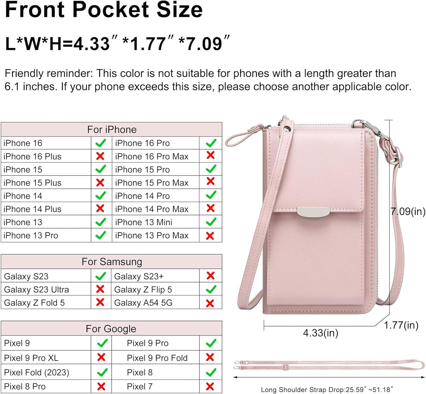 Small Crossbody Bag Cell Phone Purse Wallet with Credit Card Slots for Women