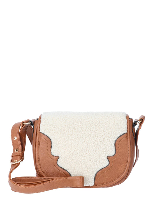 Woman'S Jessie Crossbody Handbag, Cognac & Faux Shearling