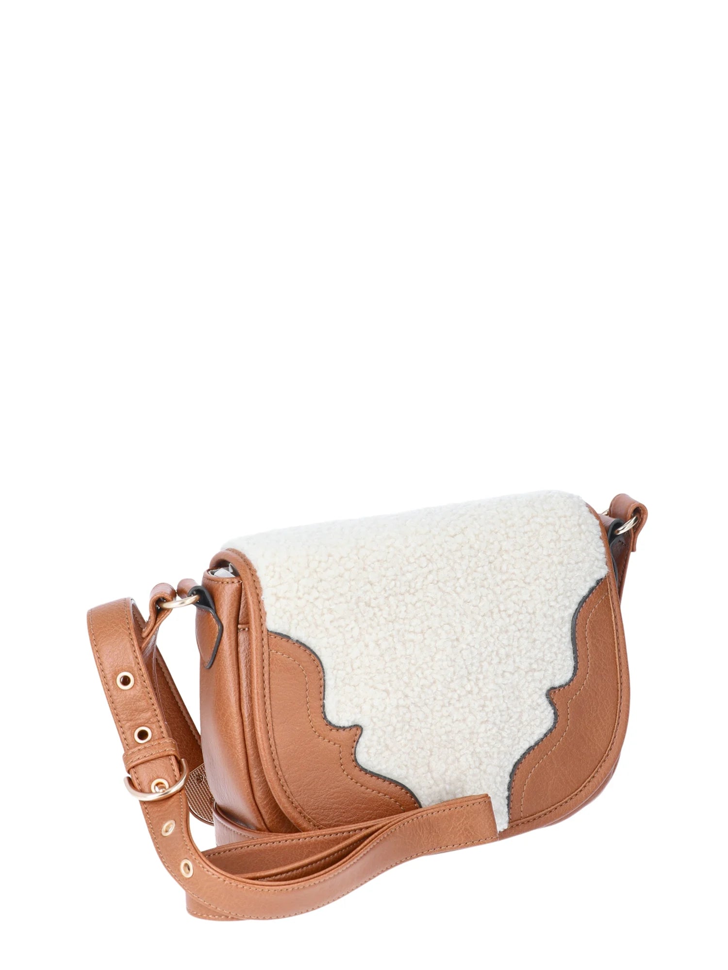 Woman'S Jessie Crossbody Handbag, Cognac & Faux Shearling