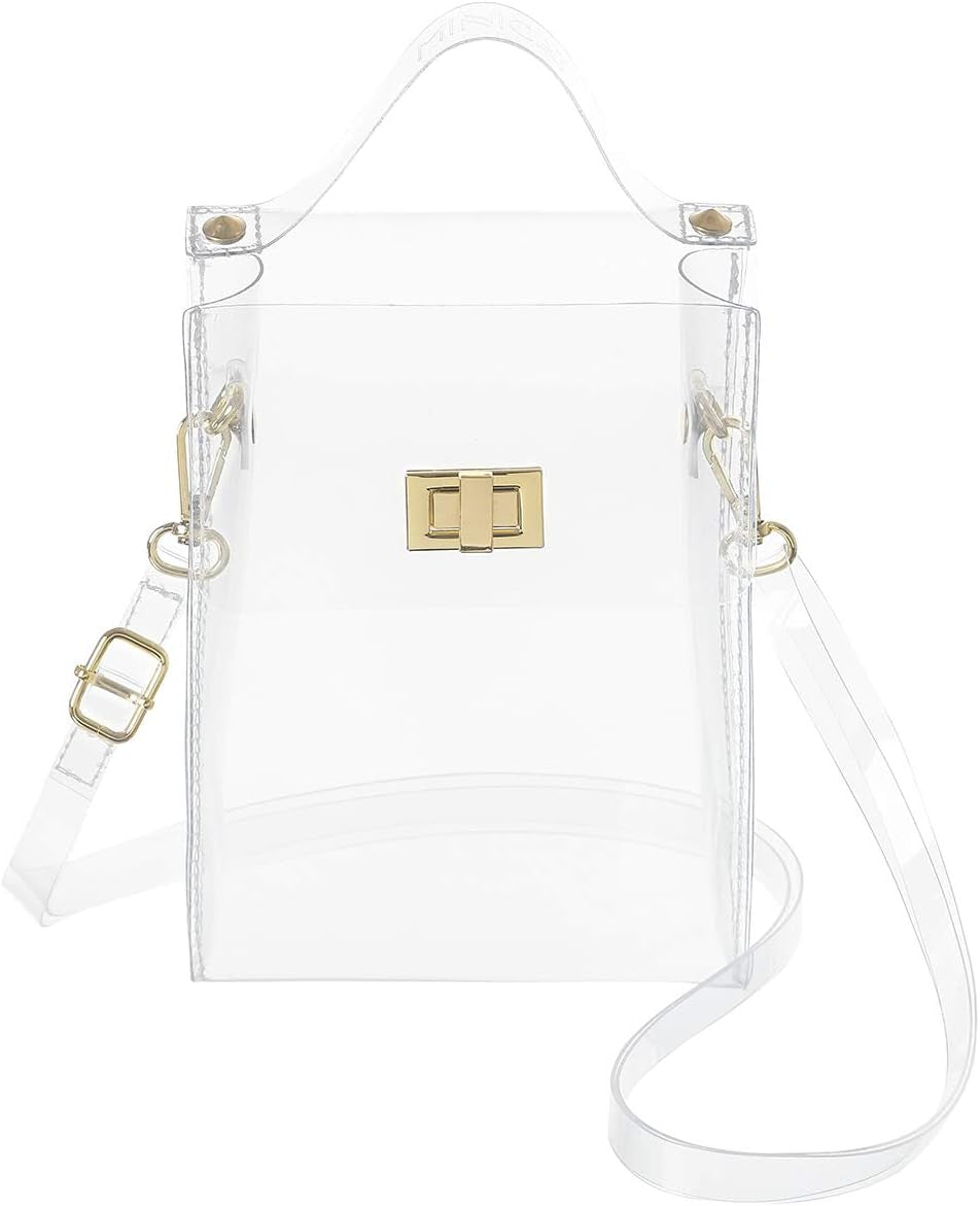 Clear Small Crossbody Bags Stadium Approved Cell Phone Jelly Purse Shoulder Bag for Women