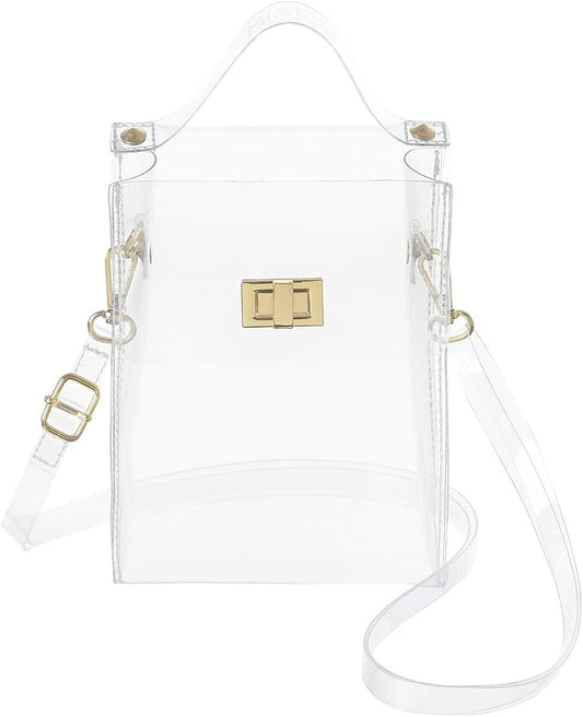 Clear Small Crossbody Bags Stadium Approved Cell Phone Jelly Purse Shoulder Bag for Women